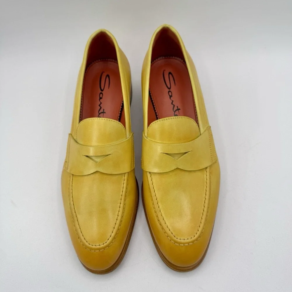 Santoni Famed Penny Loafers Women's Size 8 EU 38 Yellow‎ Ombre Italian Leather